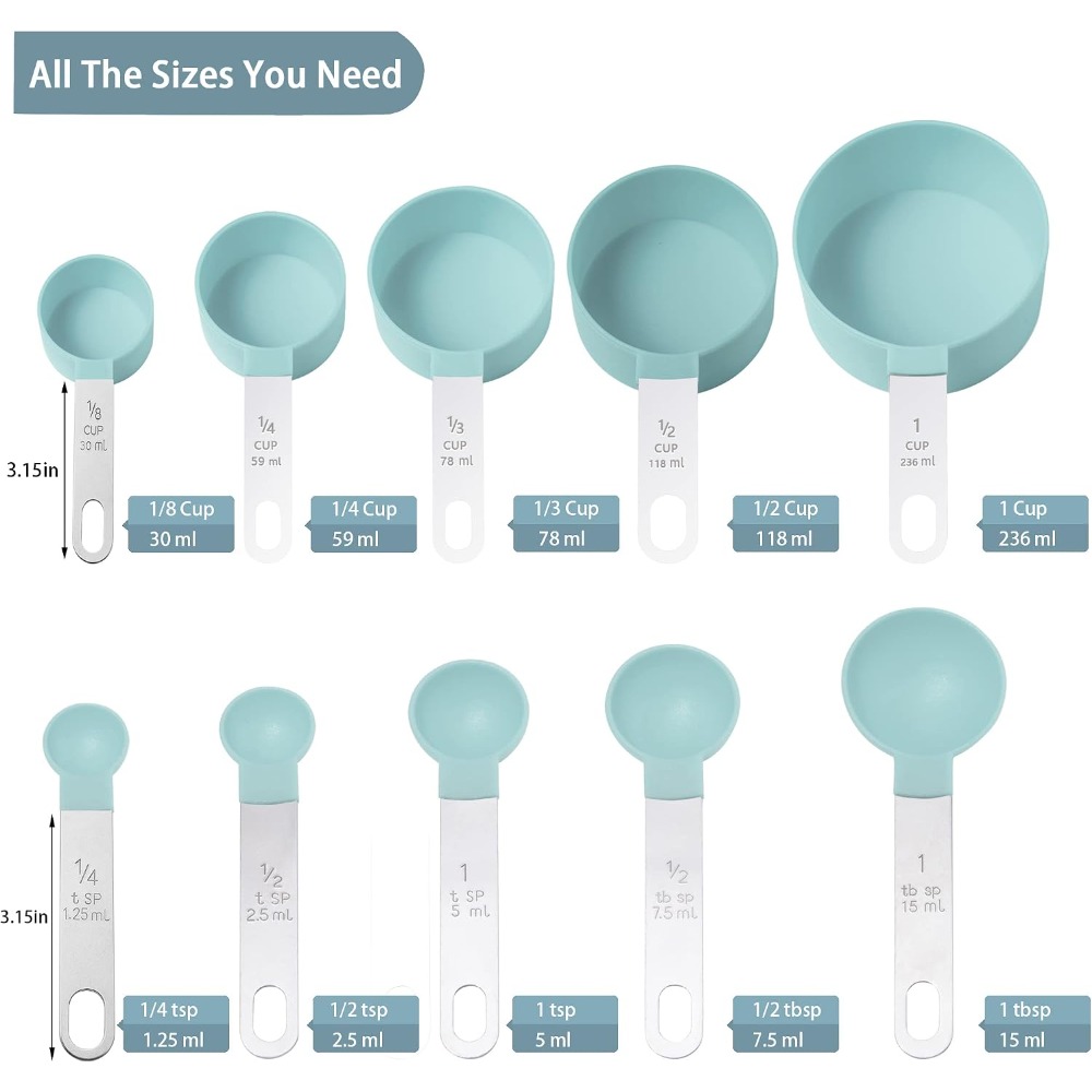 Baking (Kitchen Ingredient) - 10 Parçalı İstiflenebilir Paslanmaz Çelik Ölçü