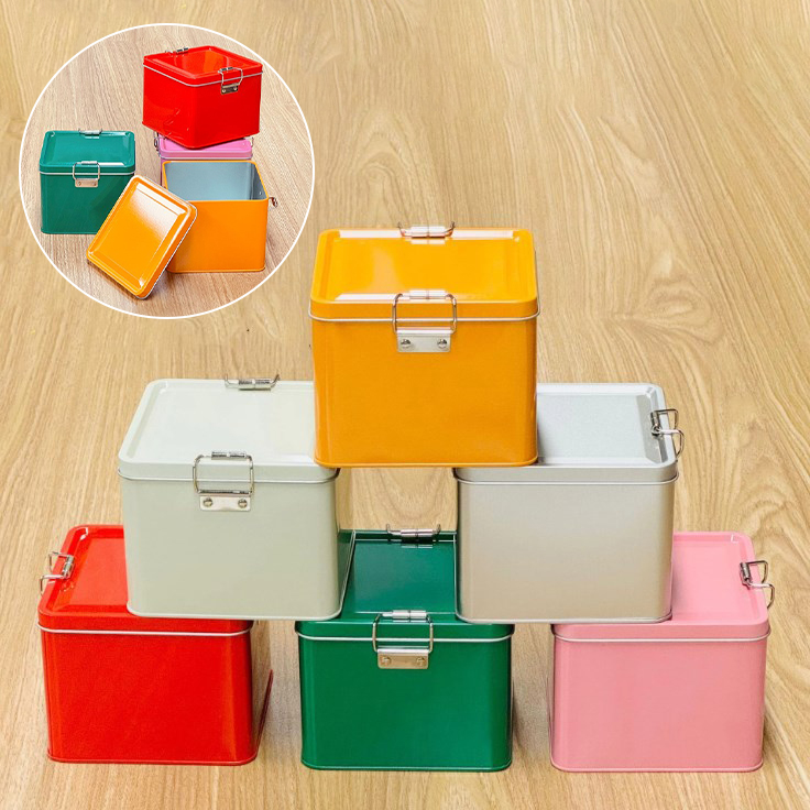 Kitchen Baking Tray Organizer - Kare teneke kurabiye kutuları kapaklı kutu