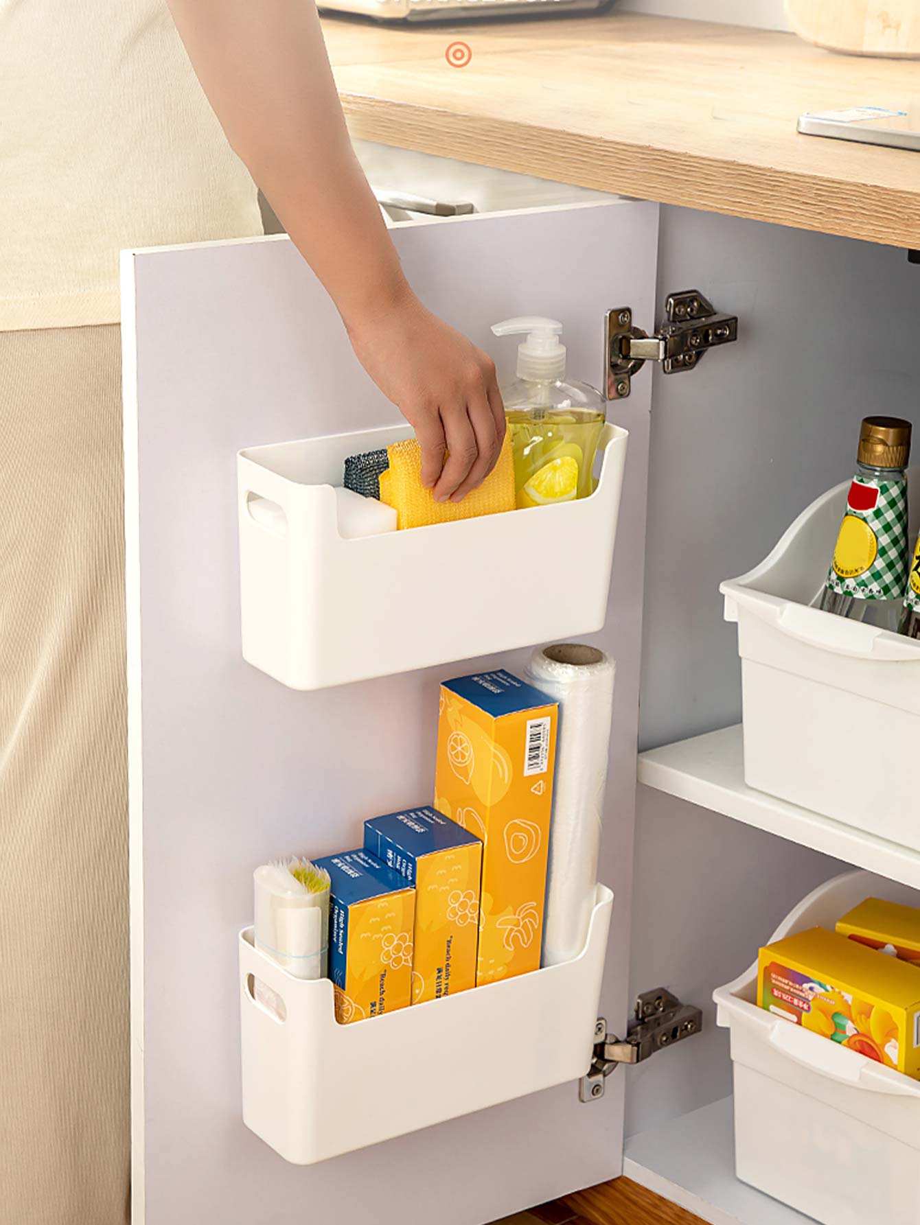 Kitchen Baking Tray Organizer - Delme Gerektirmeyen Dolap Kapısı Düzenleyici Plastik