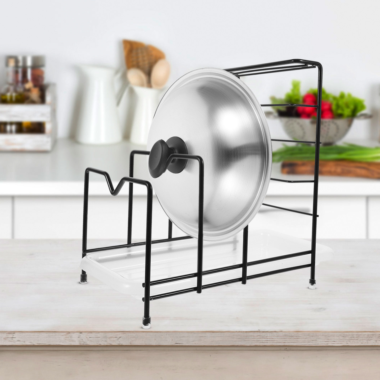 Kitchen Cabinet Baking Organizer - Tencere Kapakları için Kapak Düzenleyici, Kesme