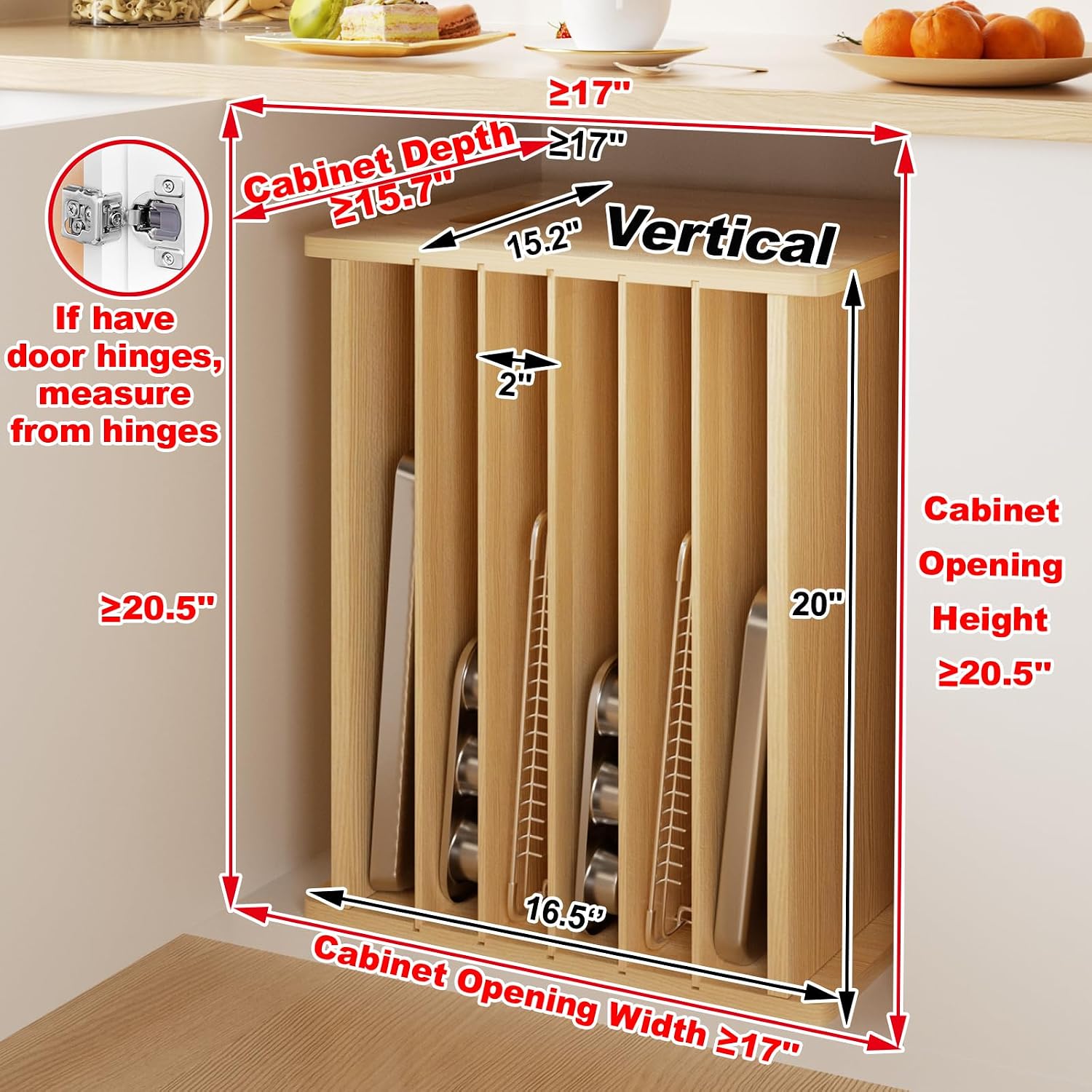 Ahşap Fırın Tepsisi Bölücü Düz - Kitchen Cabinet Baking Sheet Organizer incelemesi ve fiyatı