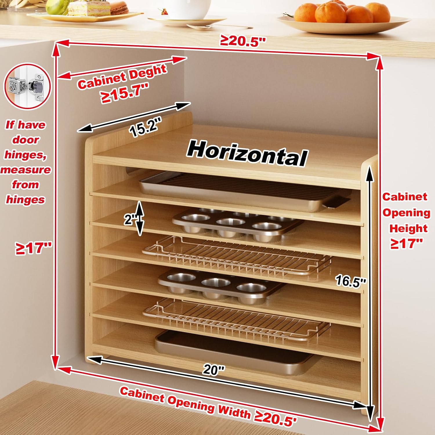 Ahşap Fırın Tepsisi Bölücü Düz - Kitchen Cabinet Baking Sheet Organizer incelemesi ve fiyatı